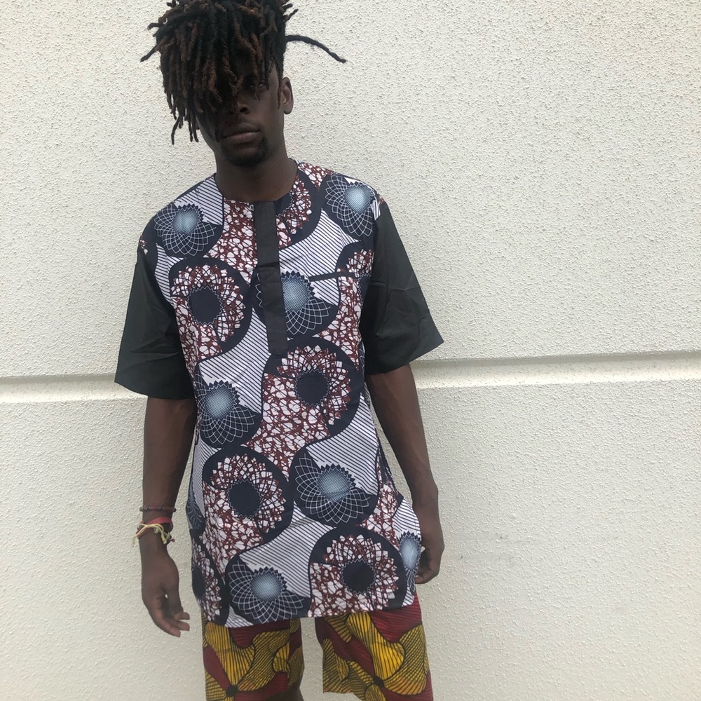 African Ankara men short sleeve skirt